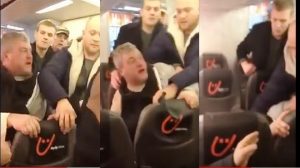 UÇAKTA SORUNLU YOLCUYA MEYDAN DAYAĞI (VİDEO)
