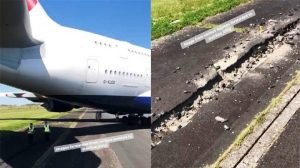 AİRBUS A380 TAKSİ YOLUNU ÇÖKERTTİ