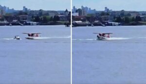 DENİZ UÇAĞI TEKNEYE ÇARPTI (VİDEO)