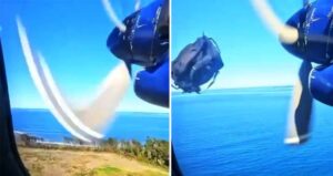 UÇAK MOTORUNA ÇANTA ÇARPTI (VİDEO)