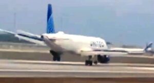 SERT İNİŞTE LASTİĞİ KOPTU (VİDEO)