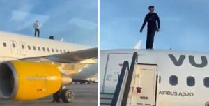 YOLCU UÇAĞIN ÜZERİNE ÇIKTI (VİDEO)