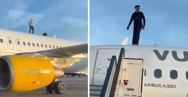 YOLCU UÇAĞIN ÜZERİNE ÇIKTI (VİDEO)